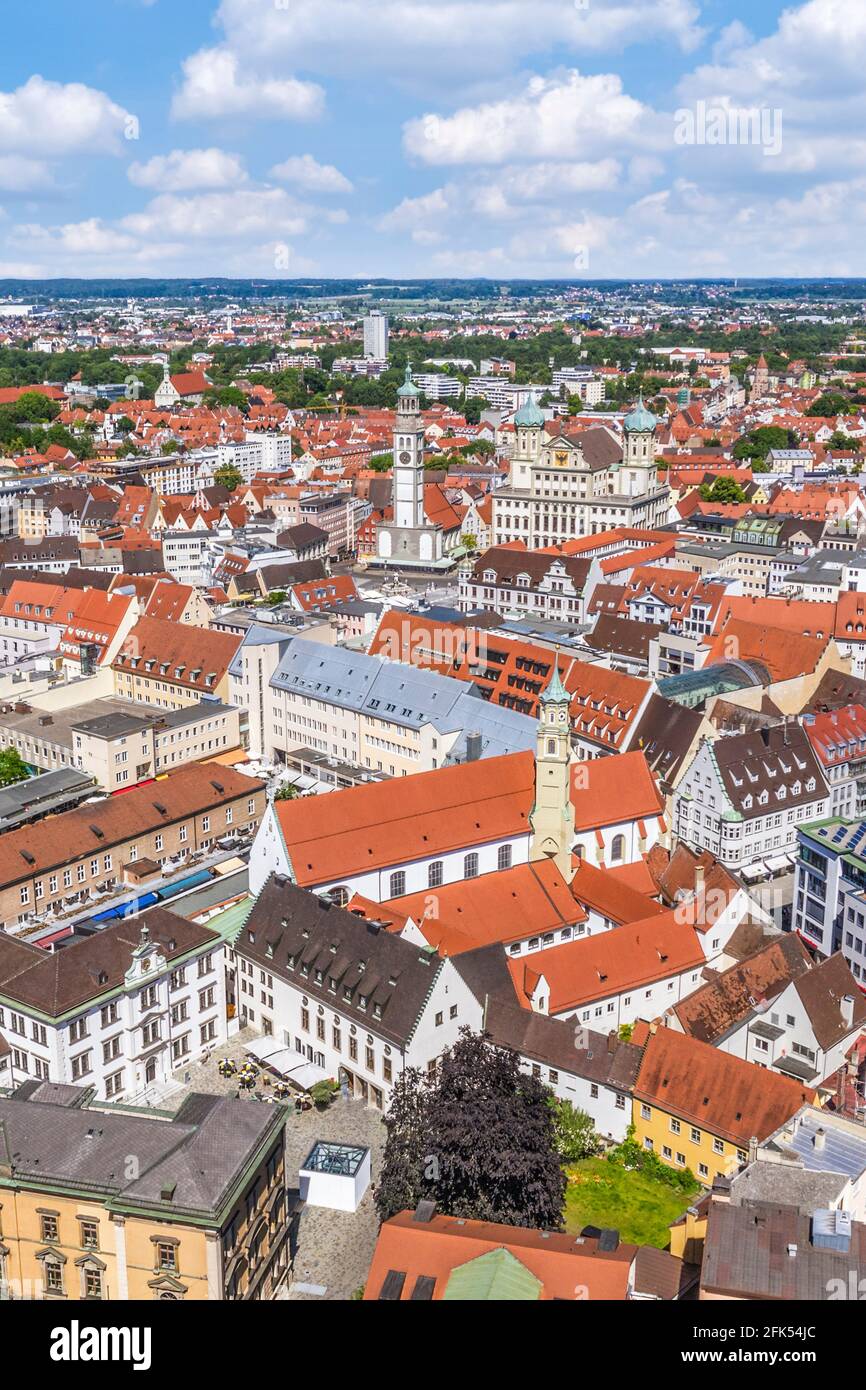 View to inner city of Augsburg Stock Photo