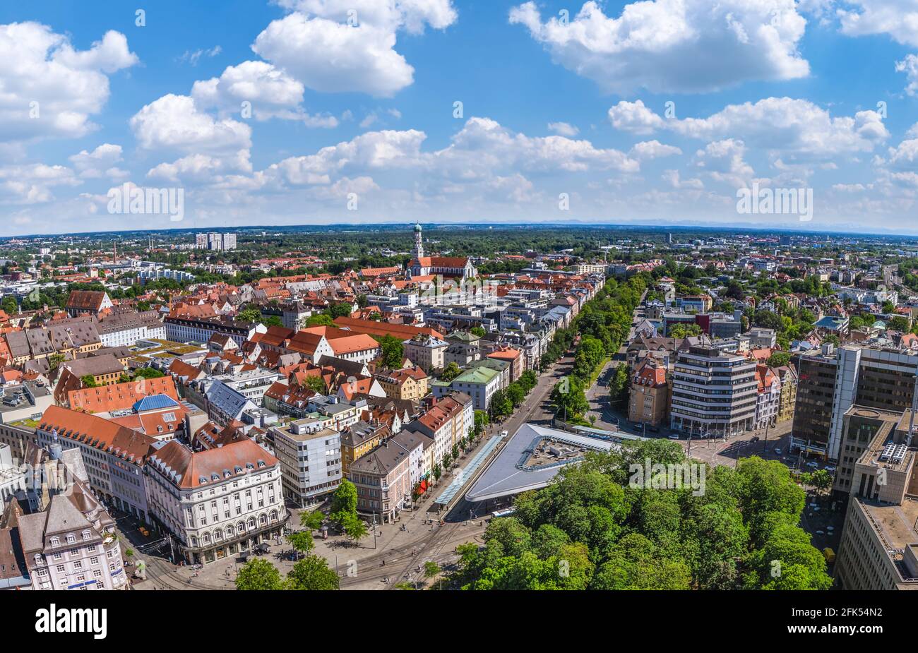 View to inner city of Augsburg Stock Photo