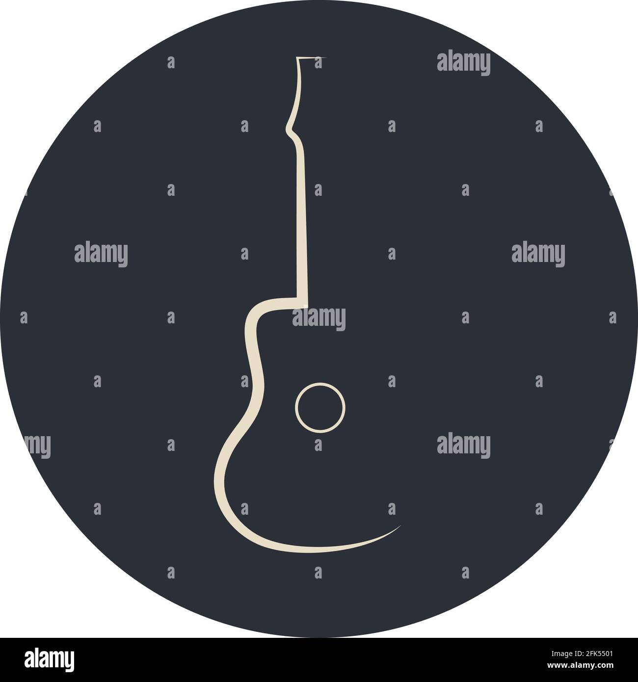 Guitar line art logo vector minimal icon. Stock Vector