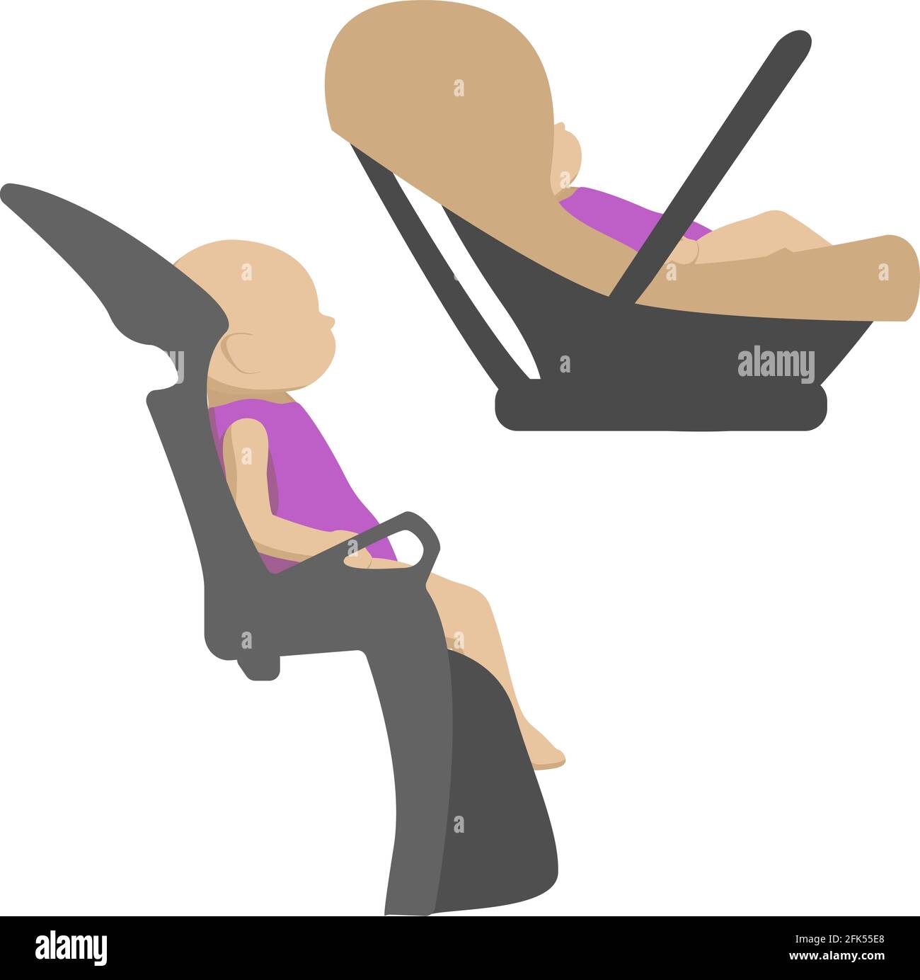Baby in baby car seat. Side view vector illustration Stock Vector Image
