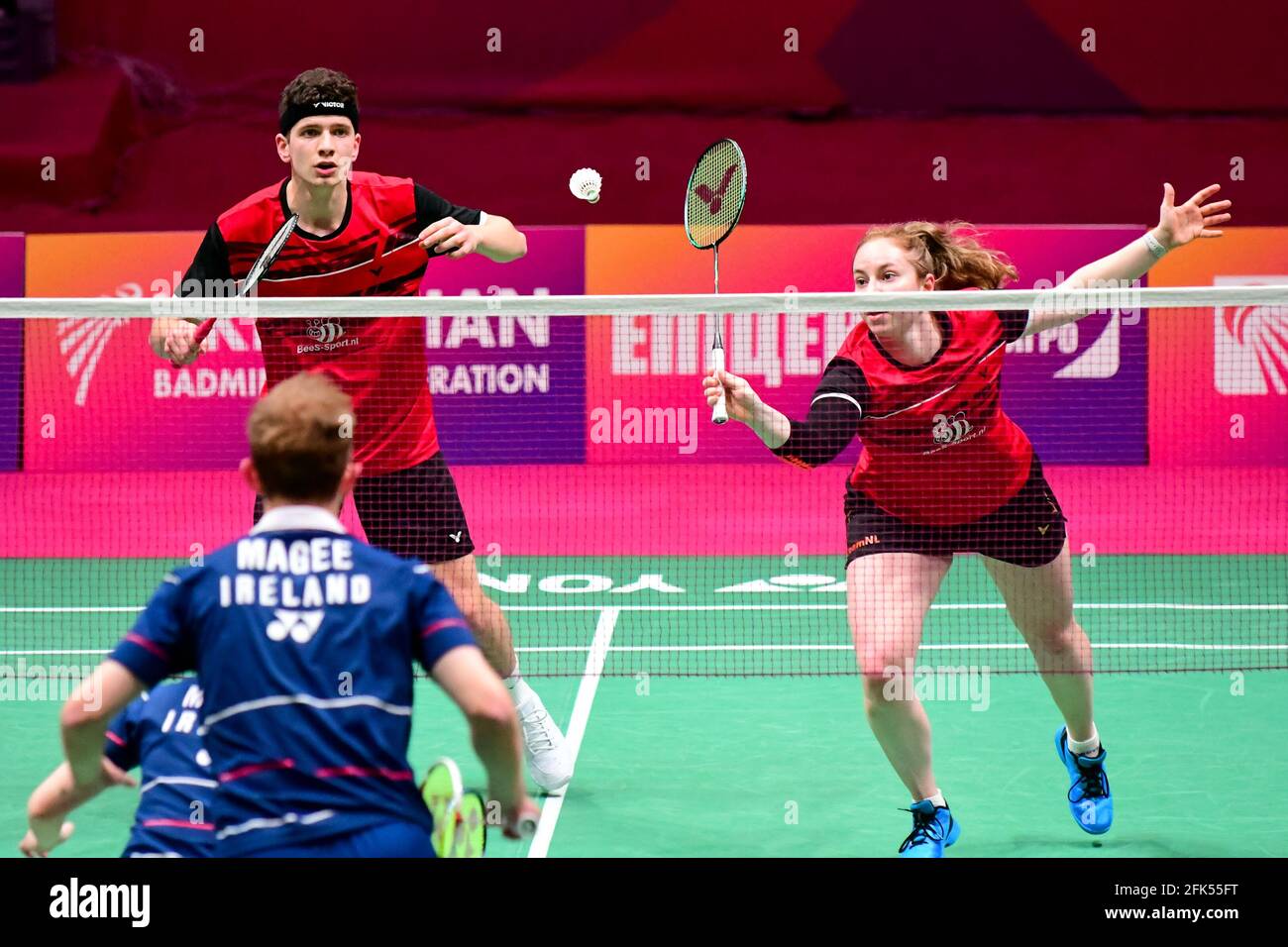 KYIV, UKRAINE - APRIL 28: Debora Jille of The Netherlands competes in her  Mixed Doubles match with Ties van der Lecq of The Netherlands against Sam  Magee of Ireland and Chloe Magee