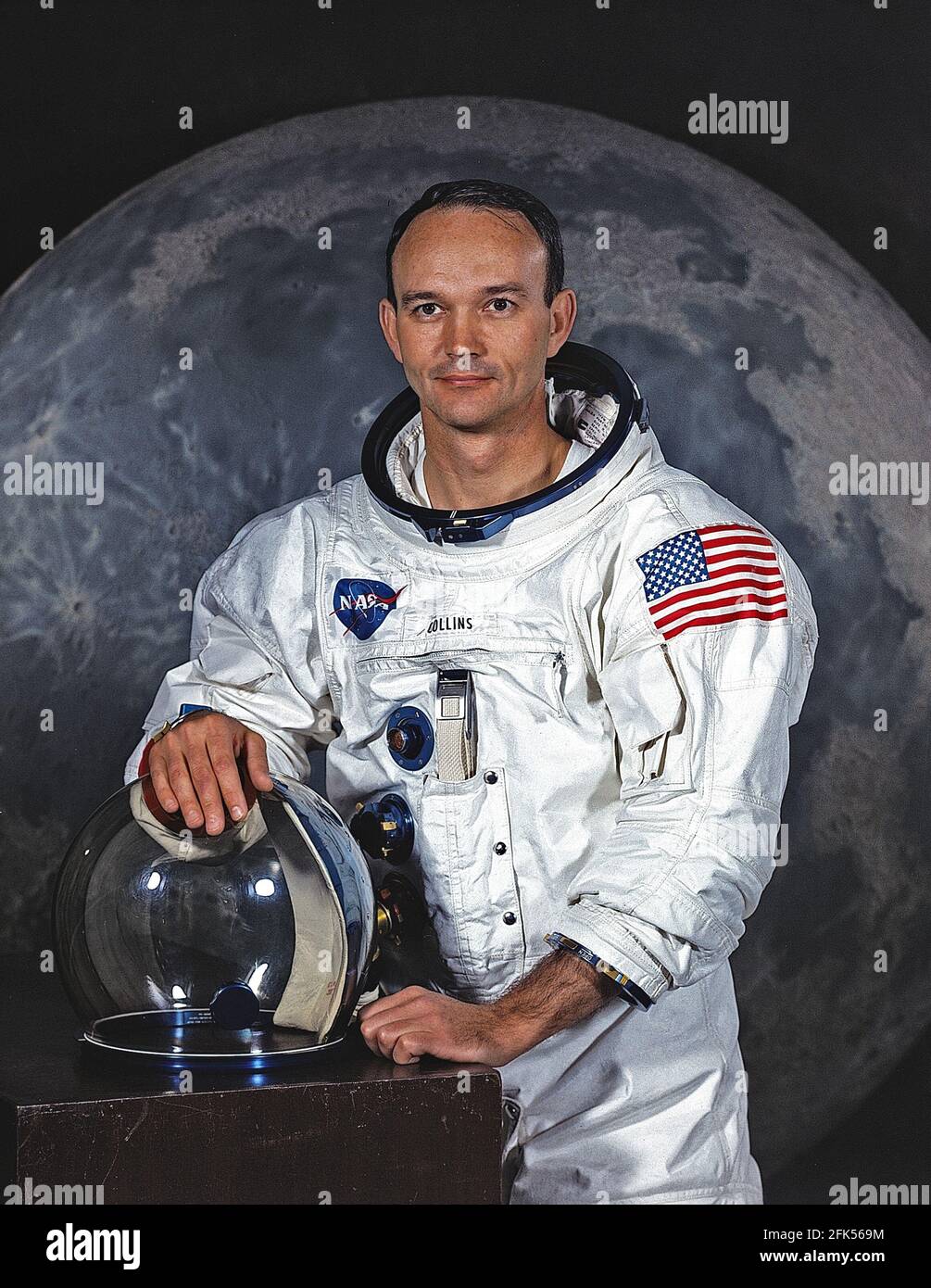 Houston, TX - File photo -- Portrait of Michael Collins, Command Module (CM) Pilot of Apollo 11 Lunar Landing Mission taken on May 1, 1969. Apollo 11 was Collins' second and final trip to space. He previously piloted the Gemini 10 mission on July 18, 1966. On that mission Collins completed two periods of extravehicular activity (EVA). Apollo 11 launched on July 16, 1969. Collins remained in Lunar orbit aboard the CM 'Columbia', while his crew mates Neil Armstrong and Buzz Aldrin landed on the Moon.Credit: NASA via CNP /MediaPunch Stock Photo
