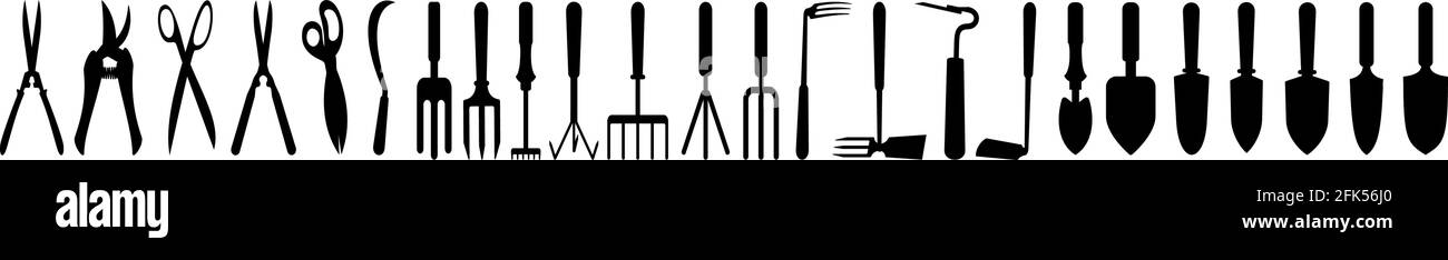 Abstract garden tools, many different tools - Vector illustration Stock Vector