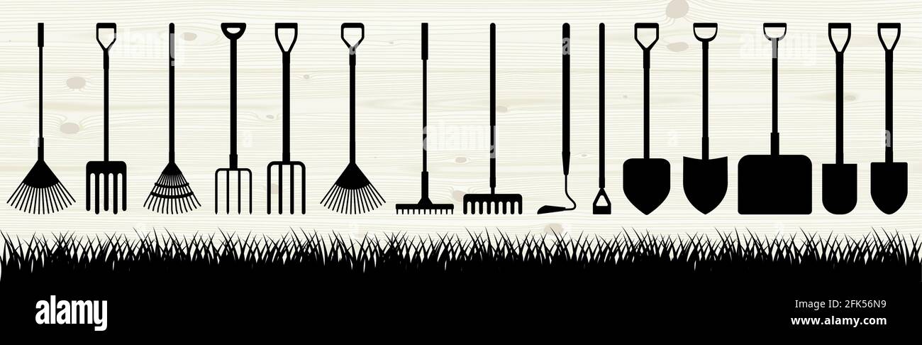 Abstract garden tools, many different tools - Vector illustration Stock Vector