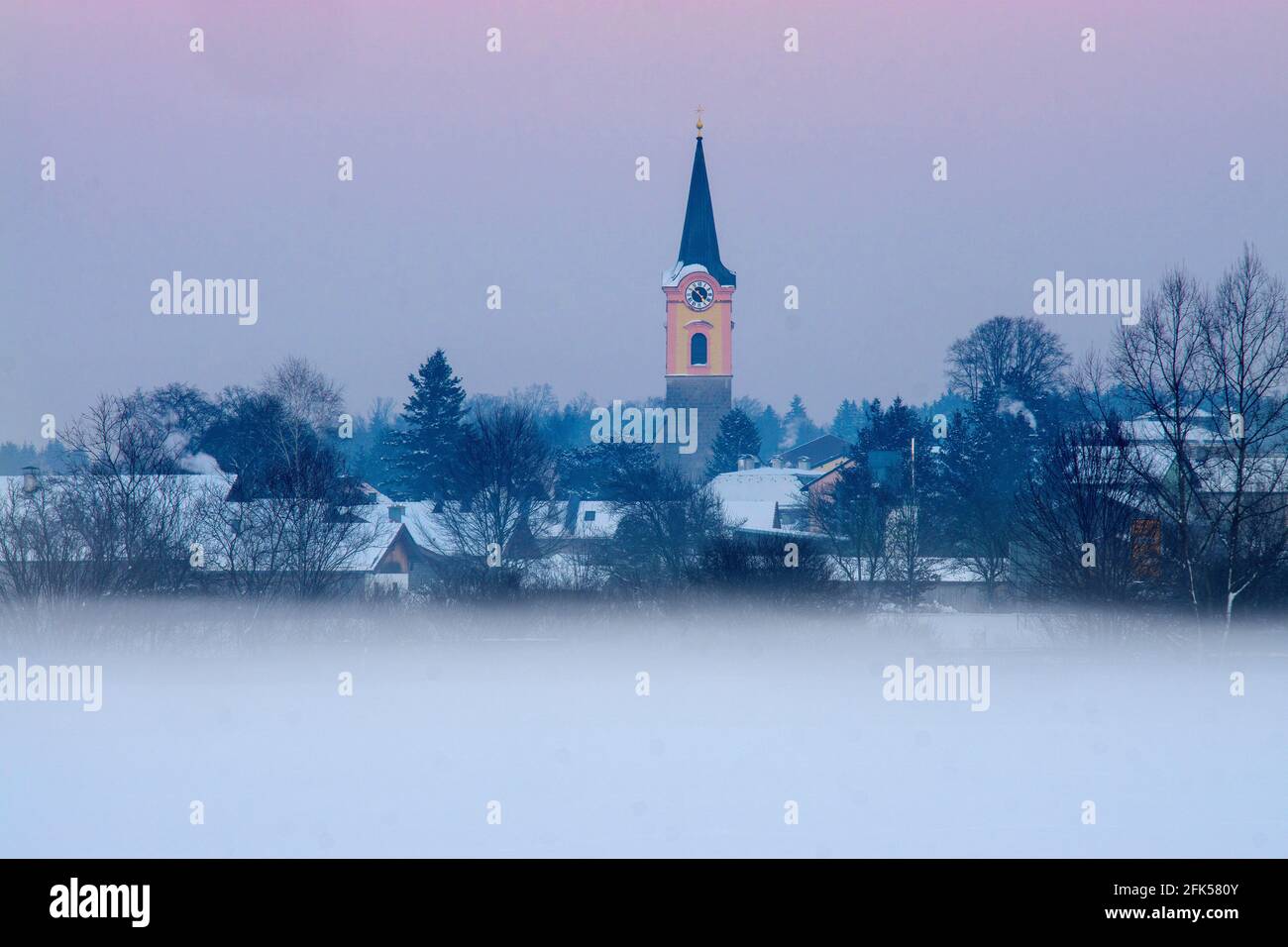 Teisendorf im herrlich tiefverschneiten Winter Stock Photo