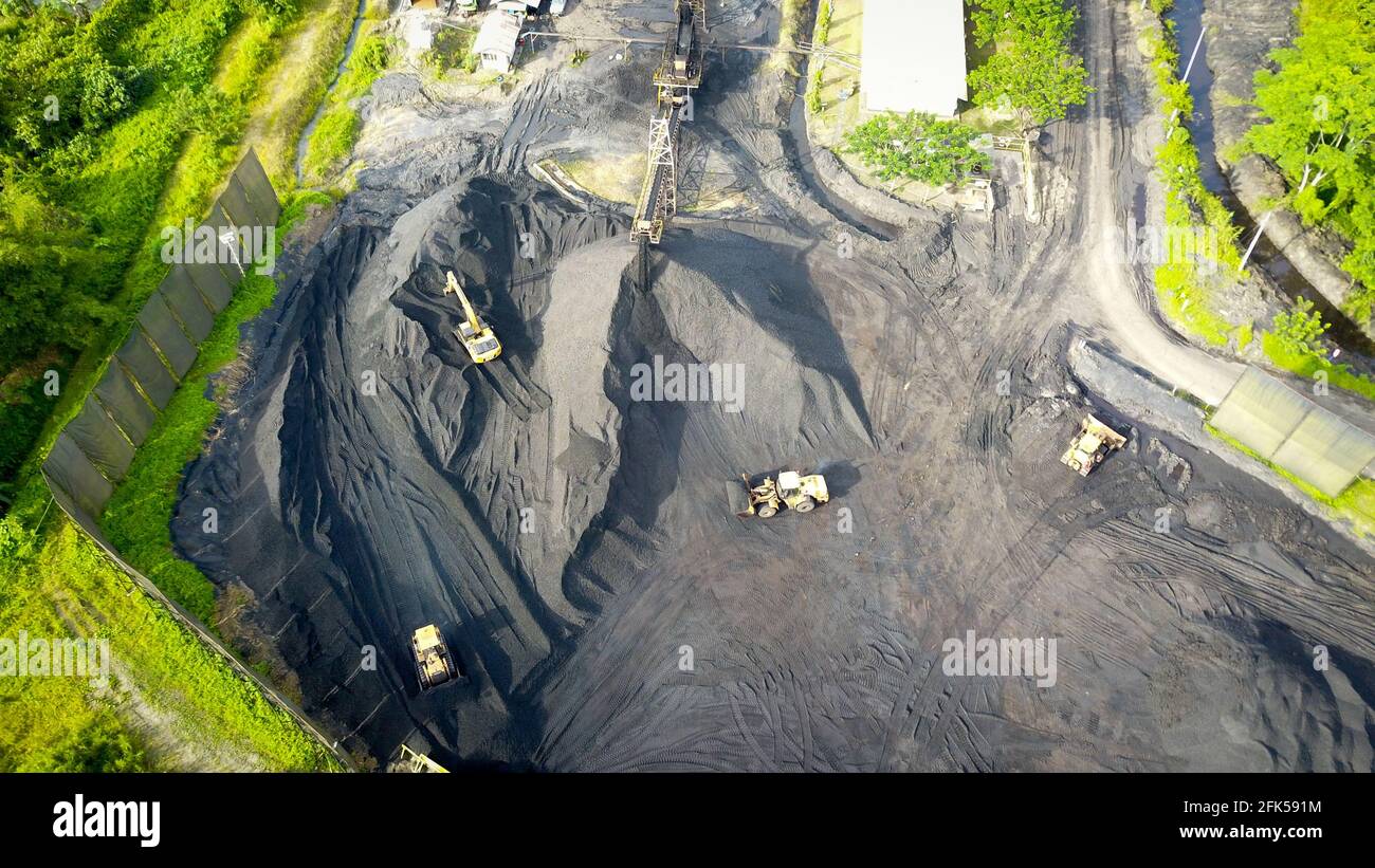 coal mining, stock pile, aerial view Stock Photo - Alamy