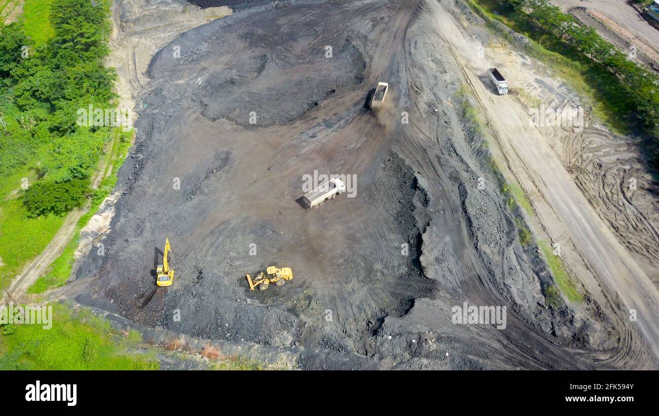 coal mining, stock pile, aerial view Stock Photo - Alamy