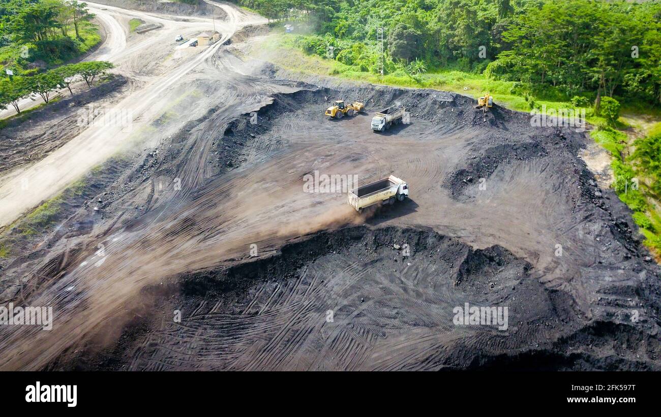 coal mining, stock pile, aerial view Stock Photo - Alamy