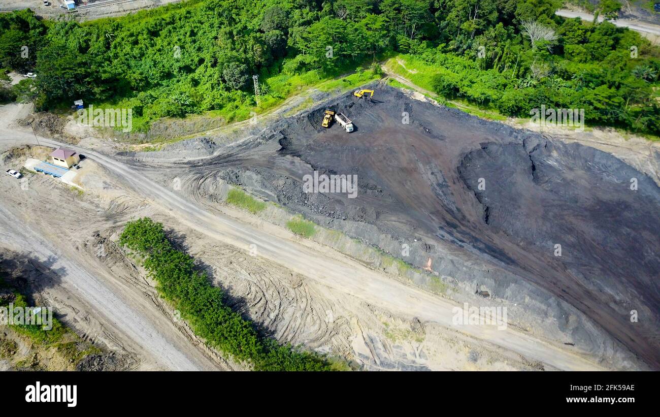 coal mining, stock pile, aerial view Stock Photo - Alamy