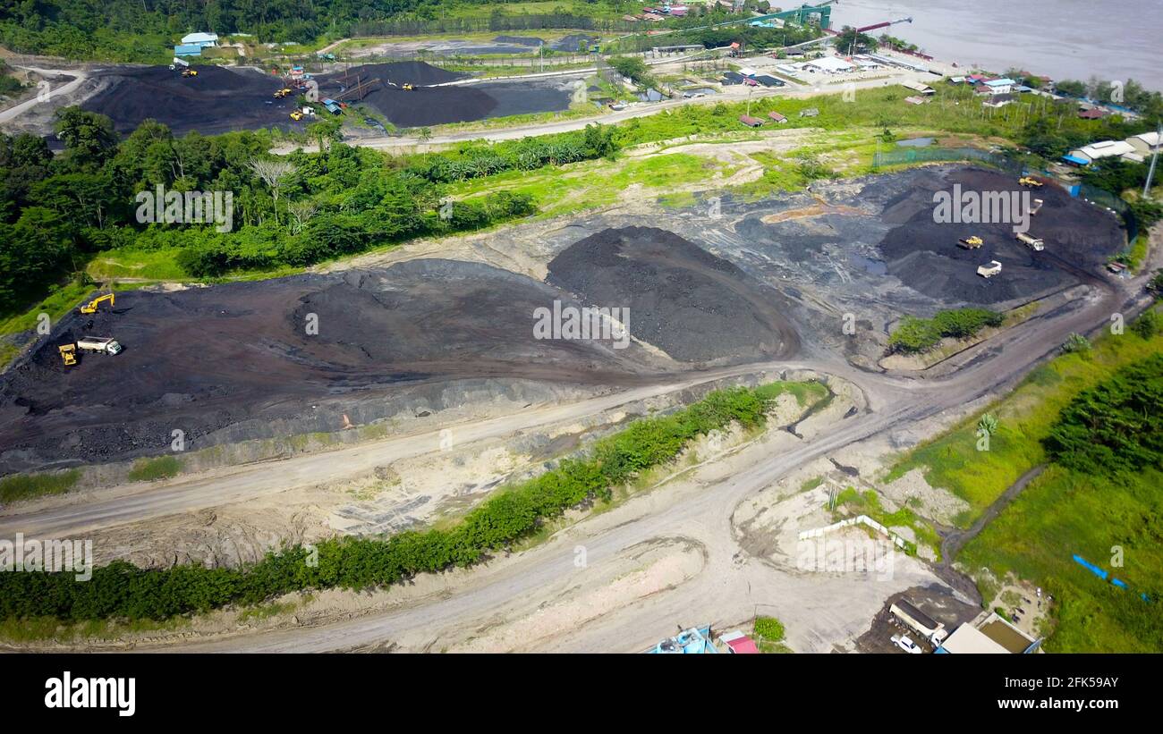coal mining, stock pile, aerial view Stock Photo - Alamy