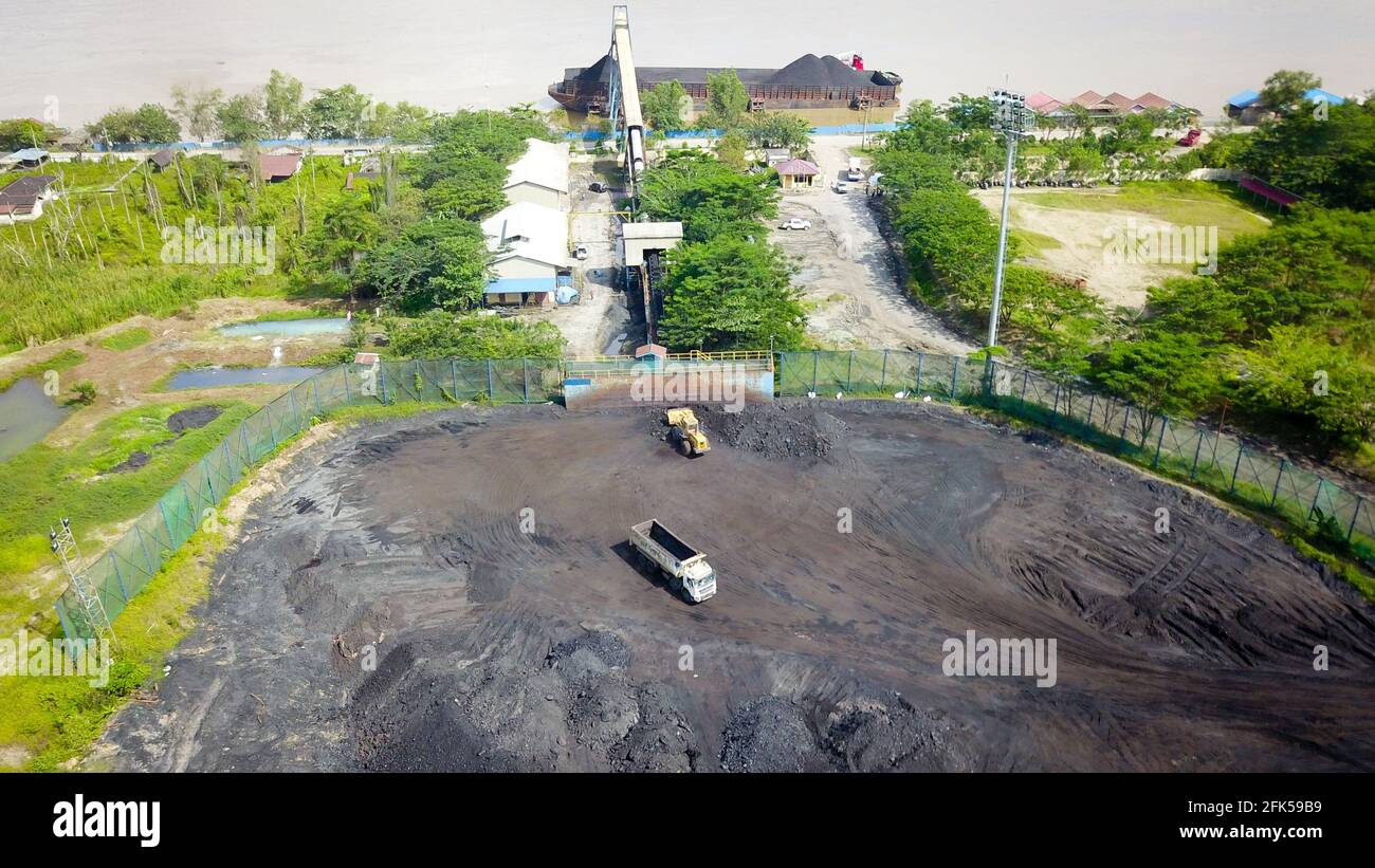 coal mining, stock pile, aerial view Stock Photo - Alamy