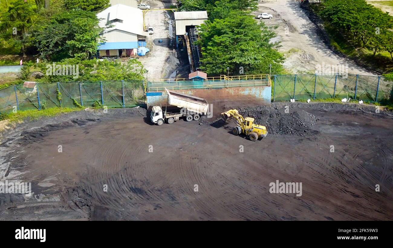 coal mining, stock pile, aerial view Stock Photo - Alamy
