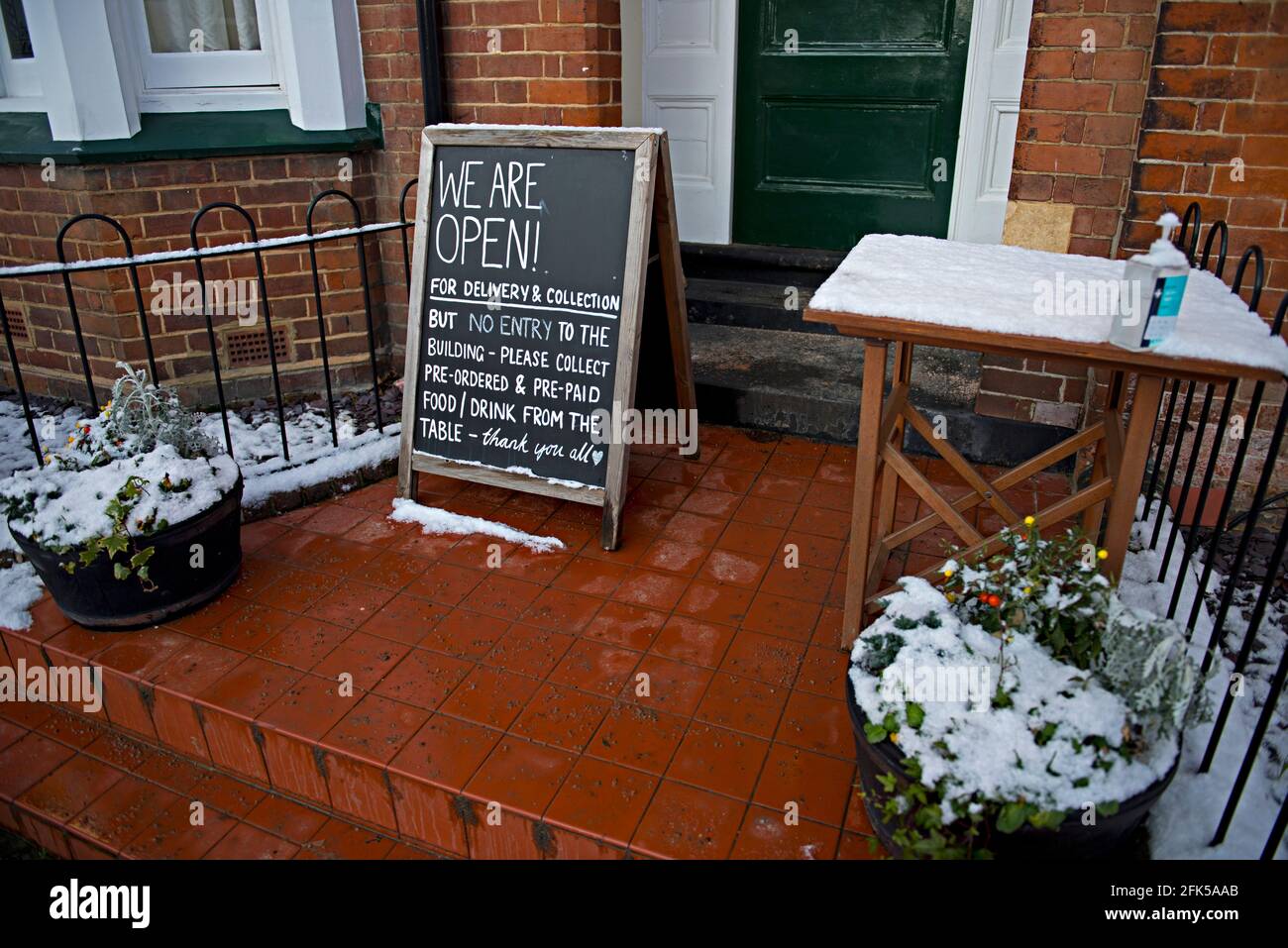 During the Covid lockdown, the Nelson Arms in Tonbridge provided a takeaway service for local people Stock Photo