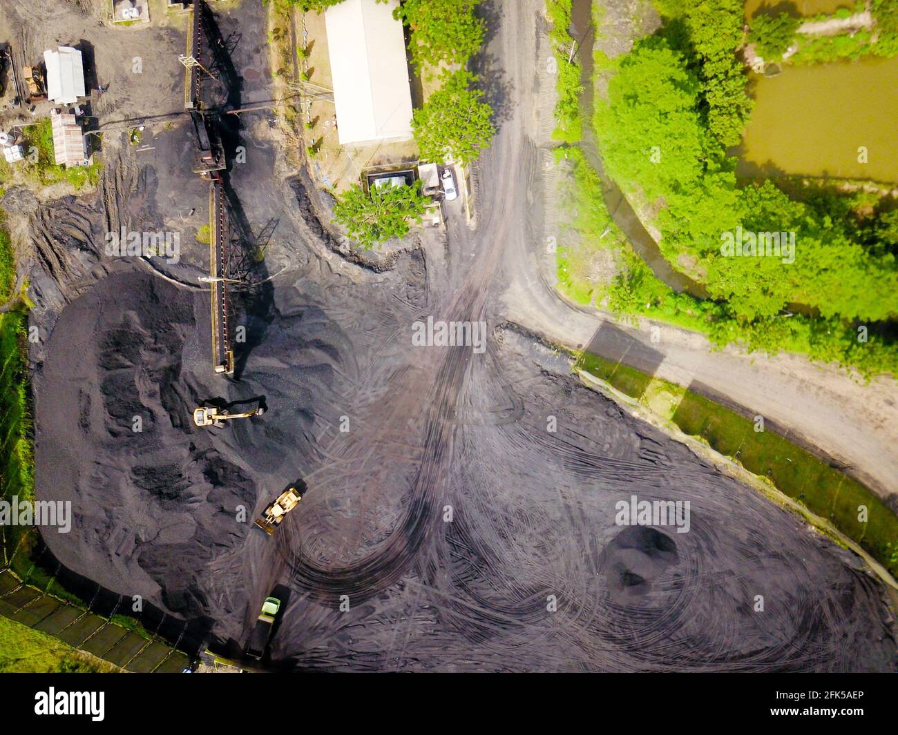 coal mining, stock pile, aerial view Stock Photo - Alamy