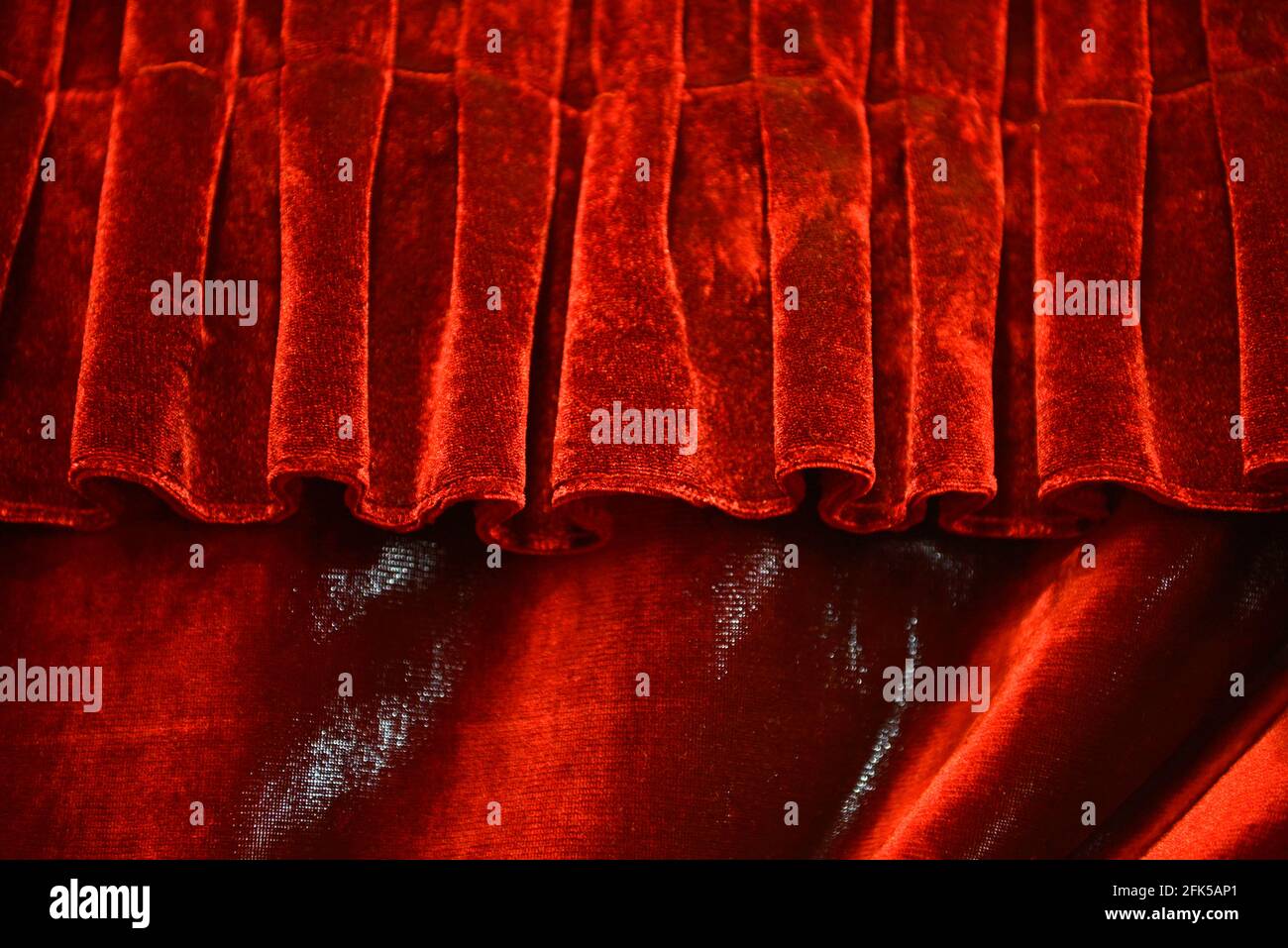 Red velvet curtains in the auditorium at the Sun Yatsen Memorial hall in Guangzhou, China Stock Photo