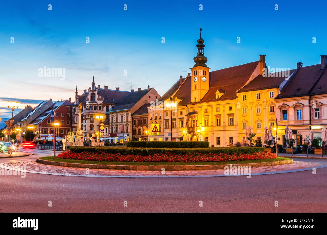 Maribor, Slovenia. Town Hall on the Maribor Main Square, Slovenia. Stock Photo