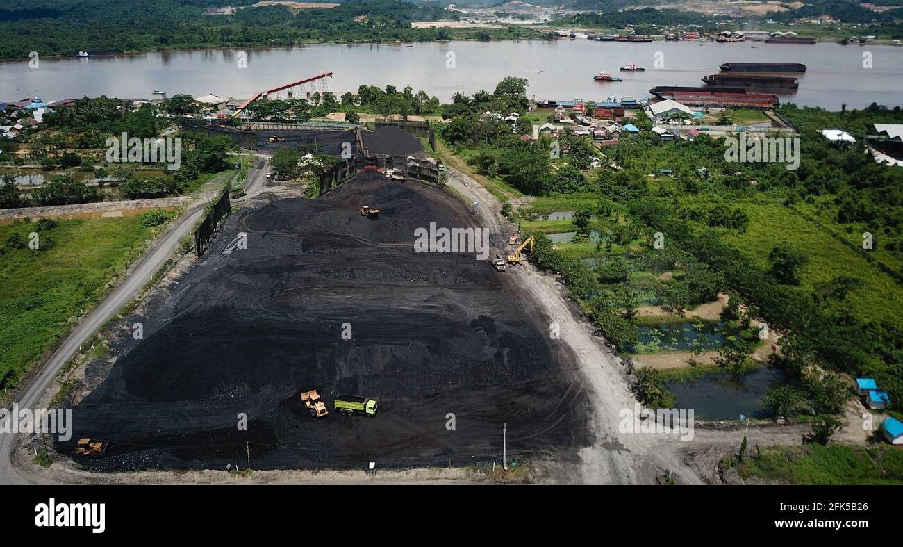 coal mining, stock pile, aerial view Stock Photo - Alamy