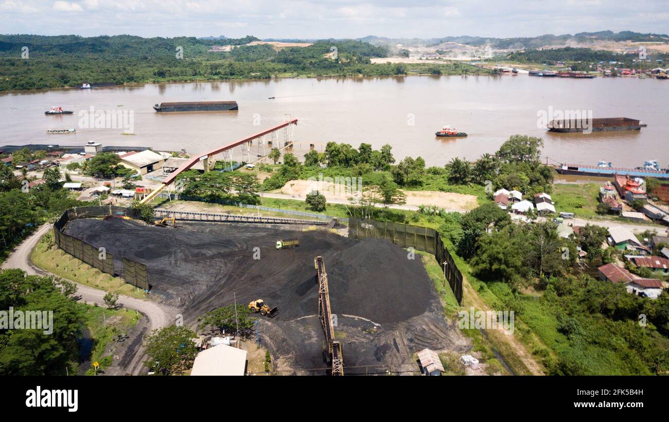 coal mining, stock pile, aerial view Stock Photo - Alamy