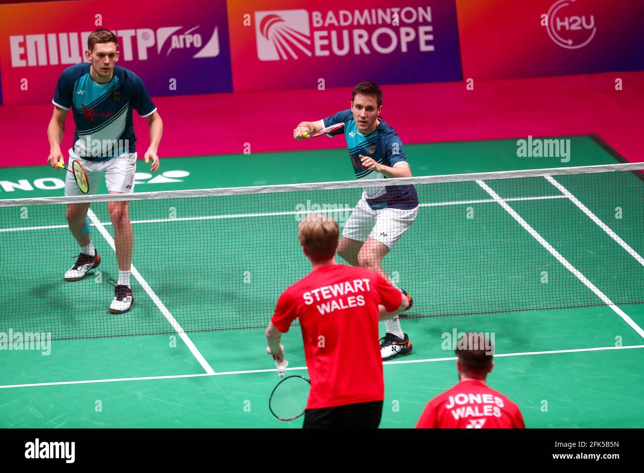 KYIV, UKRAINE - APRIL 27: Marvin Seidel of Germany and Mark Lamfuss of  Germany compete in their Mens Doubles match against Andrew Jones of Wales  and A Stock Photo - Alamy
