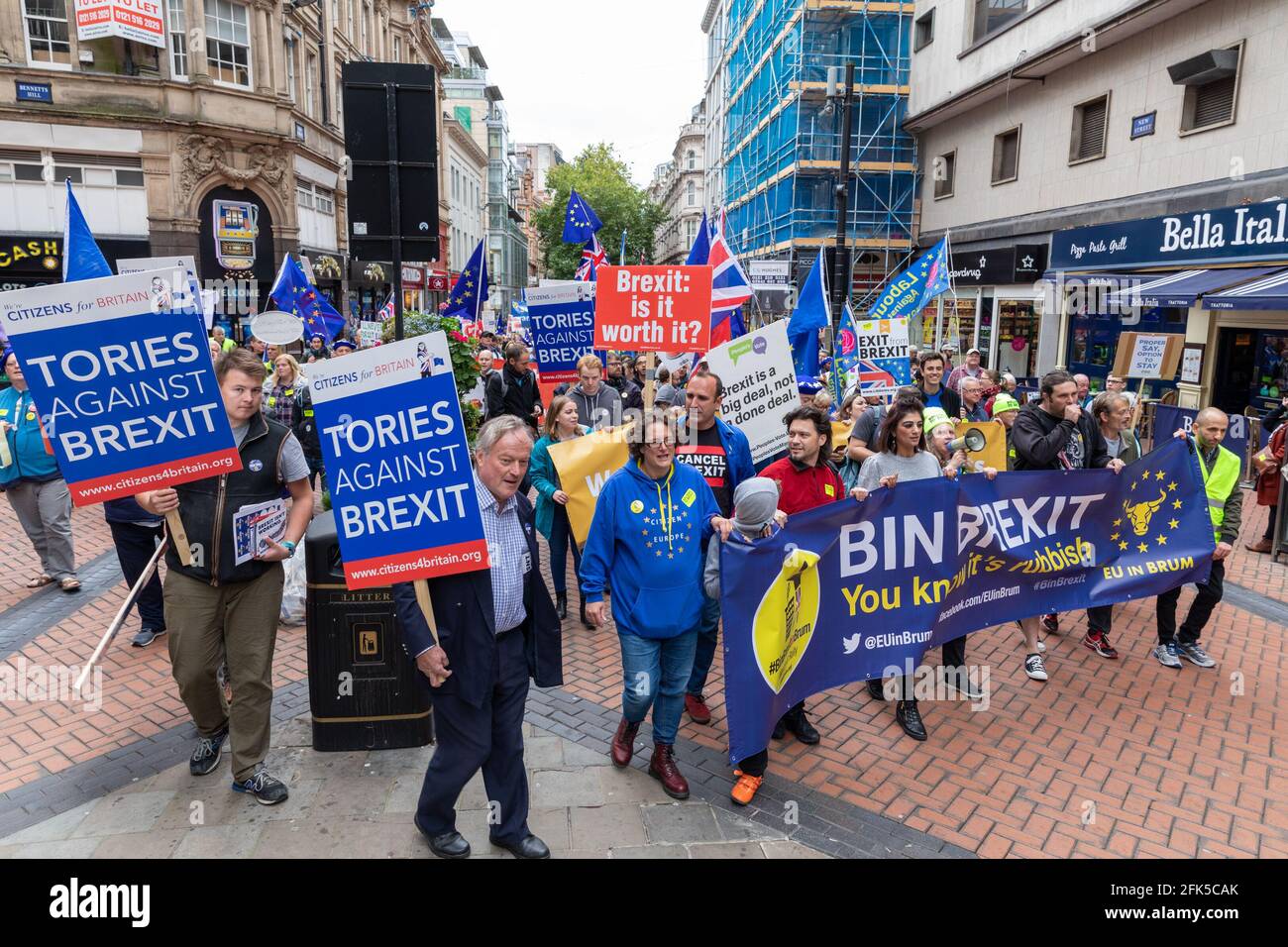 The Bin Brexit in Brum protest was held on Sunday 30th September in Victoria Square, Birmingham, during the 2018 Conservative conference. Stock Photo