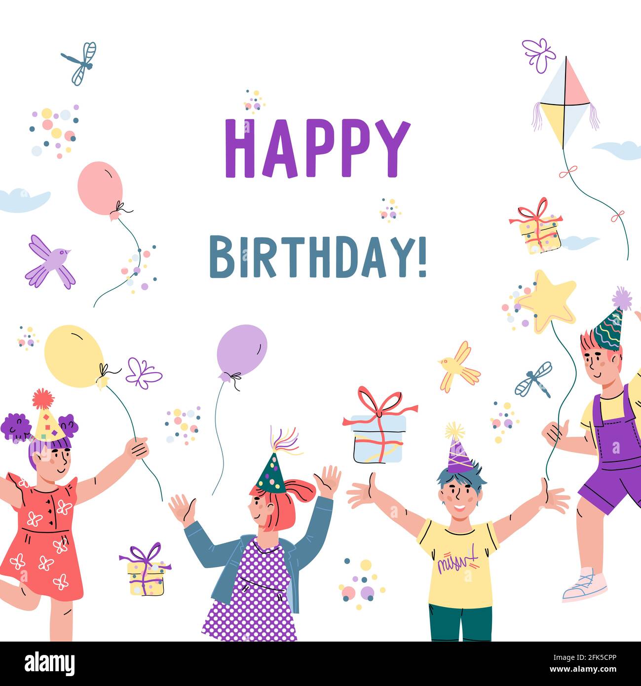 Kids birthday greeting card design with cute children, cartoon vector illustration on white background. Children birthday invitation banner or card te Stock Vector Image & Art - Alamy Kids birthday greeting card design with cute children, cartoon vector illustration on white background. Children birthday invitation banner or card te Stock Vector Image & Art - Alamy