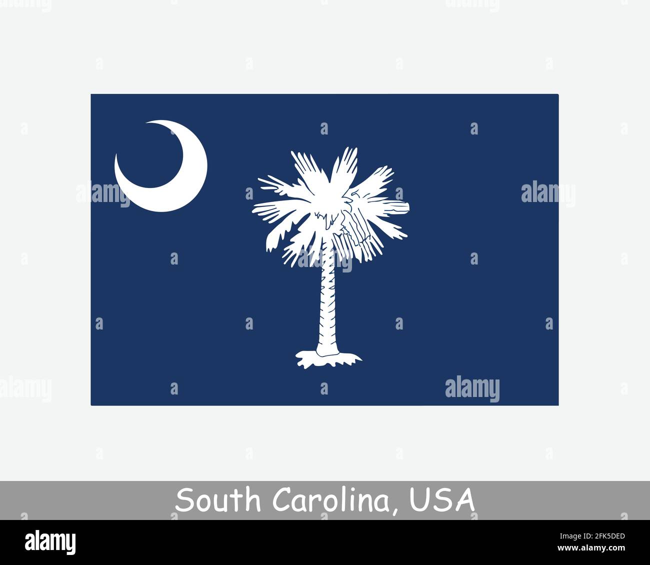 South Carolina USA State Flag. Flag of SC, USA isolated on white background. United States, America, American, United States of America, US State. Vec Stock Vector