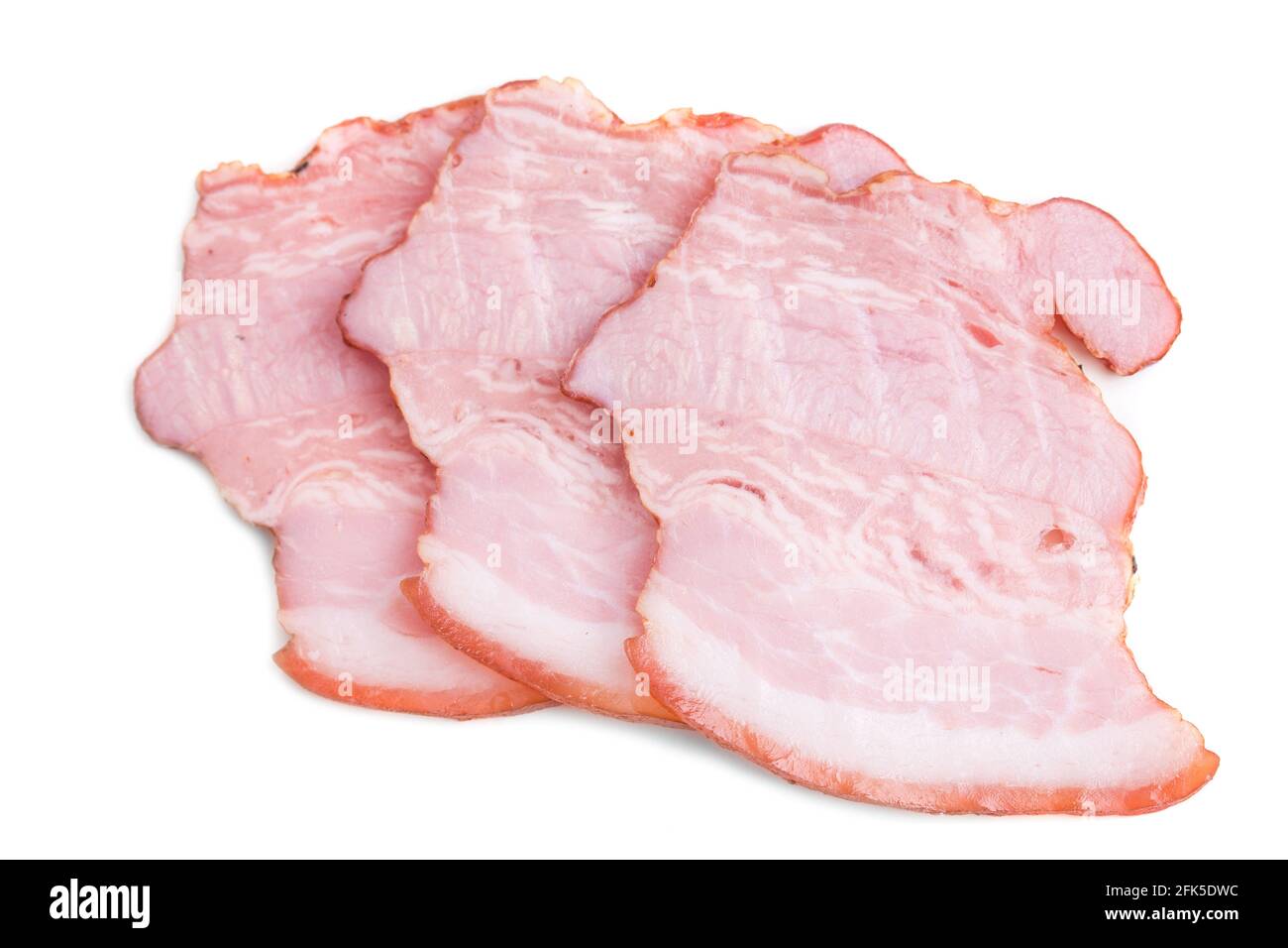 Delicious smoked pork belly. Macro. Isolated on a white background