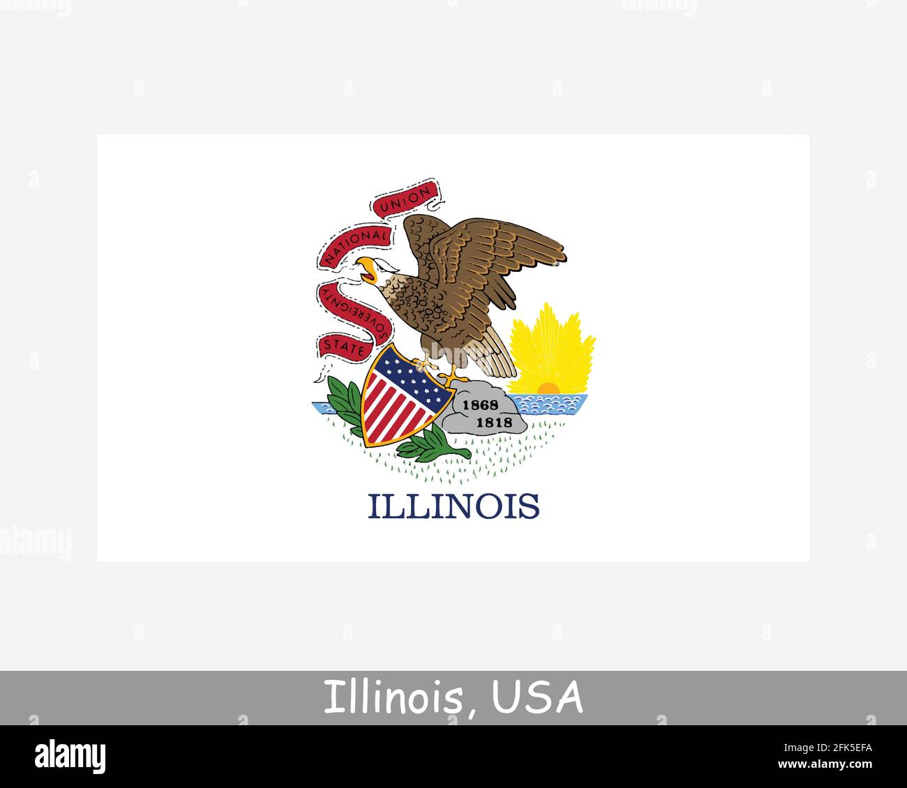 Illinois USA State Flag. Flag of IL, USA isolated on white background. United States, America, American, United States of America, US State. Vector il Stock Vector