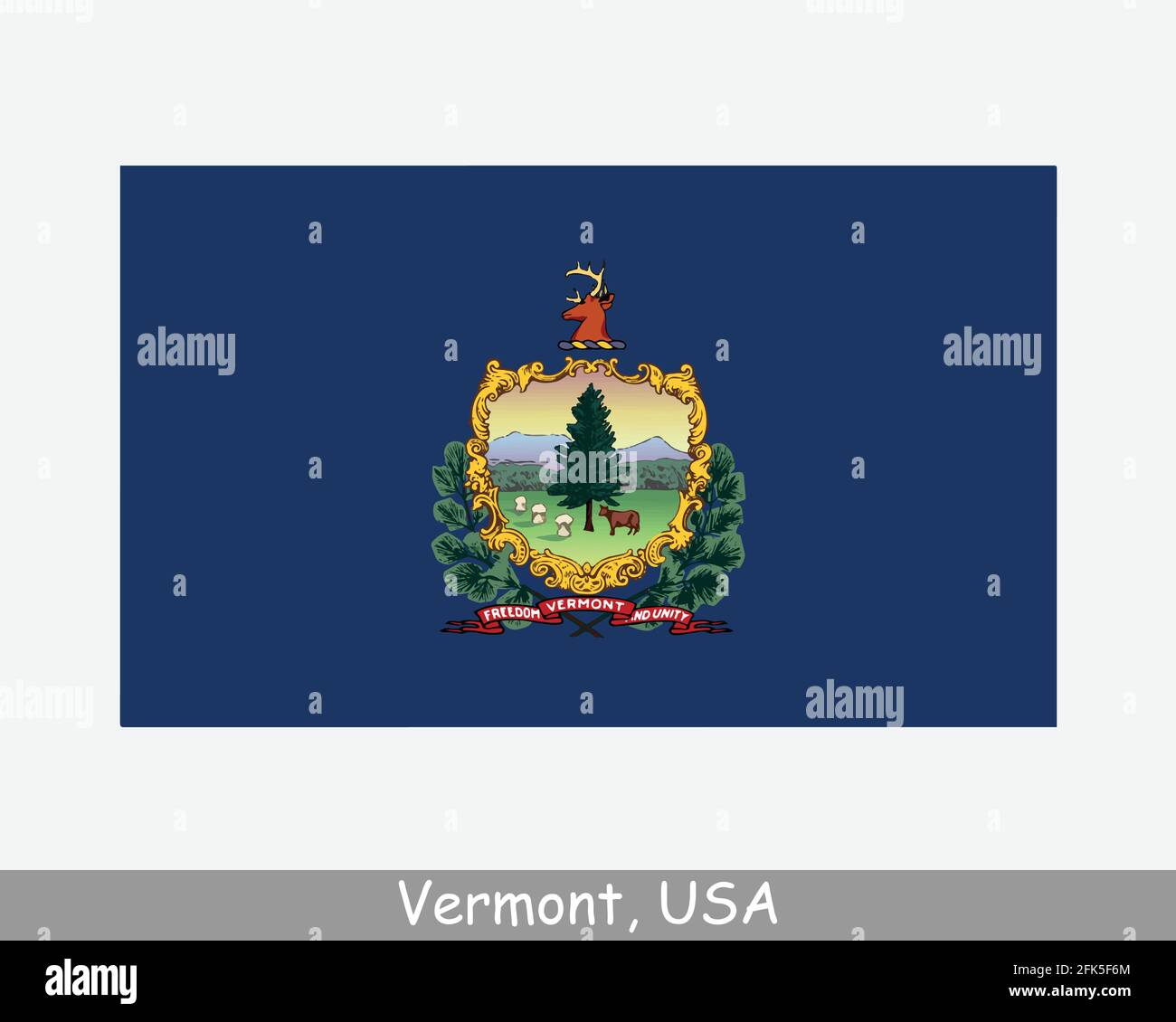 Vermont USA State Flag. Flag of VT, USA isolated on white background. United States, America, American, United States of America, US State. Vector ill Stock Vector