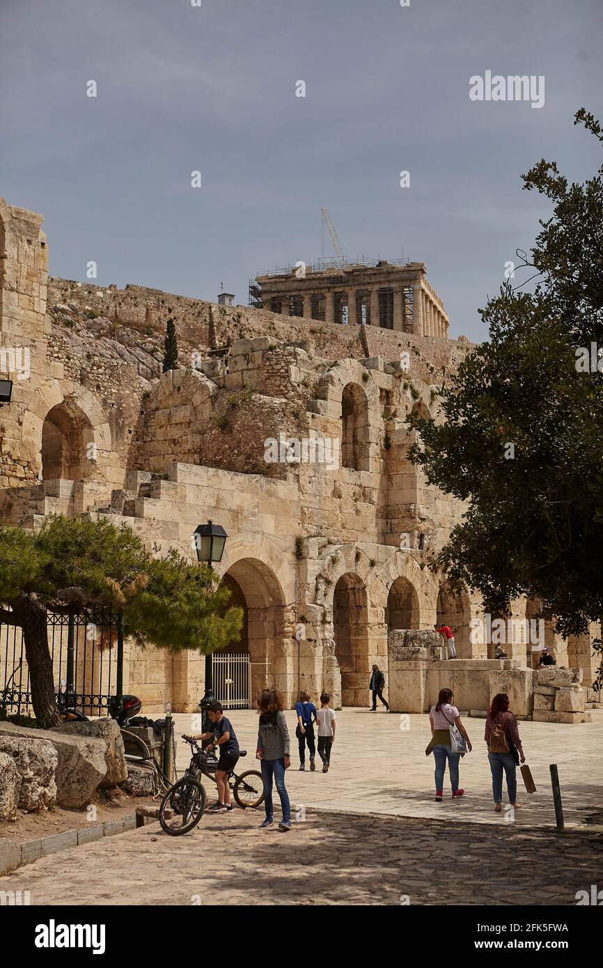 herodes atticus theatre and acropolis Stock Photo