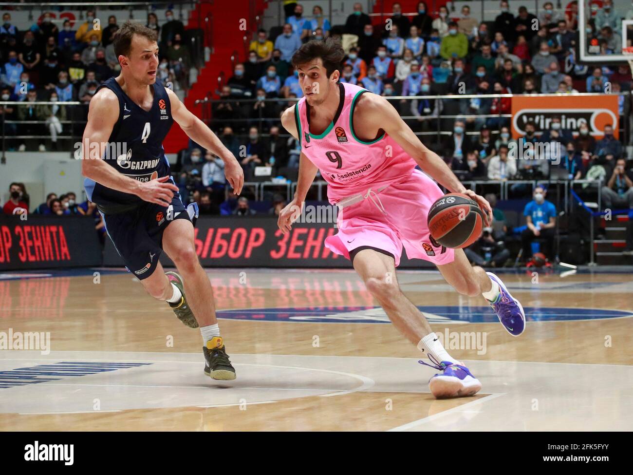 Basketball - Euroleague Play Offs - Quarter Final - Zenit Saint Petersburg  v FC Barcelona - Sibur Arena, Saint Petersburg, Russia - April 28, 2021  Barcelona's Leandro Bolmaro in action REUTERS/Anton Vaganov Stock Photo -  Alamy