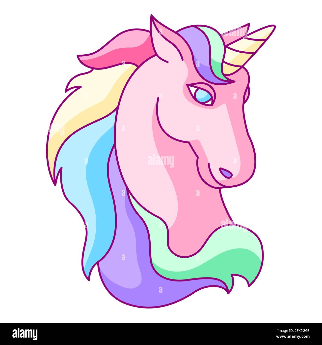 Fantasy pretty unicorn with colorful mane. Fairytale creature ...