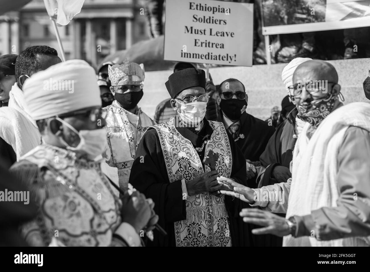 Ethopian Tigrayans elders demonstrate in London as they protest against the war in Tigray. Stock Photo