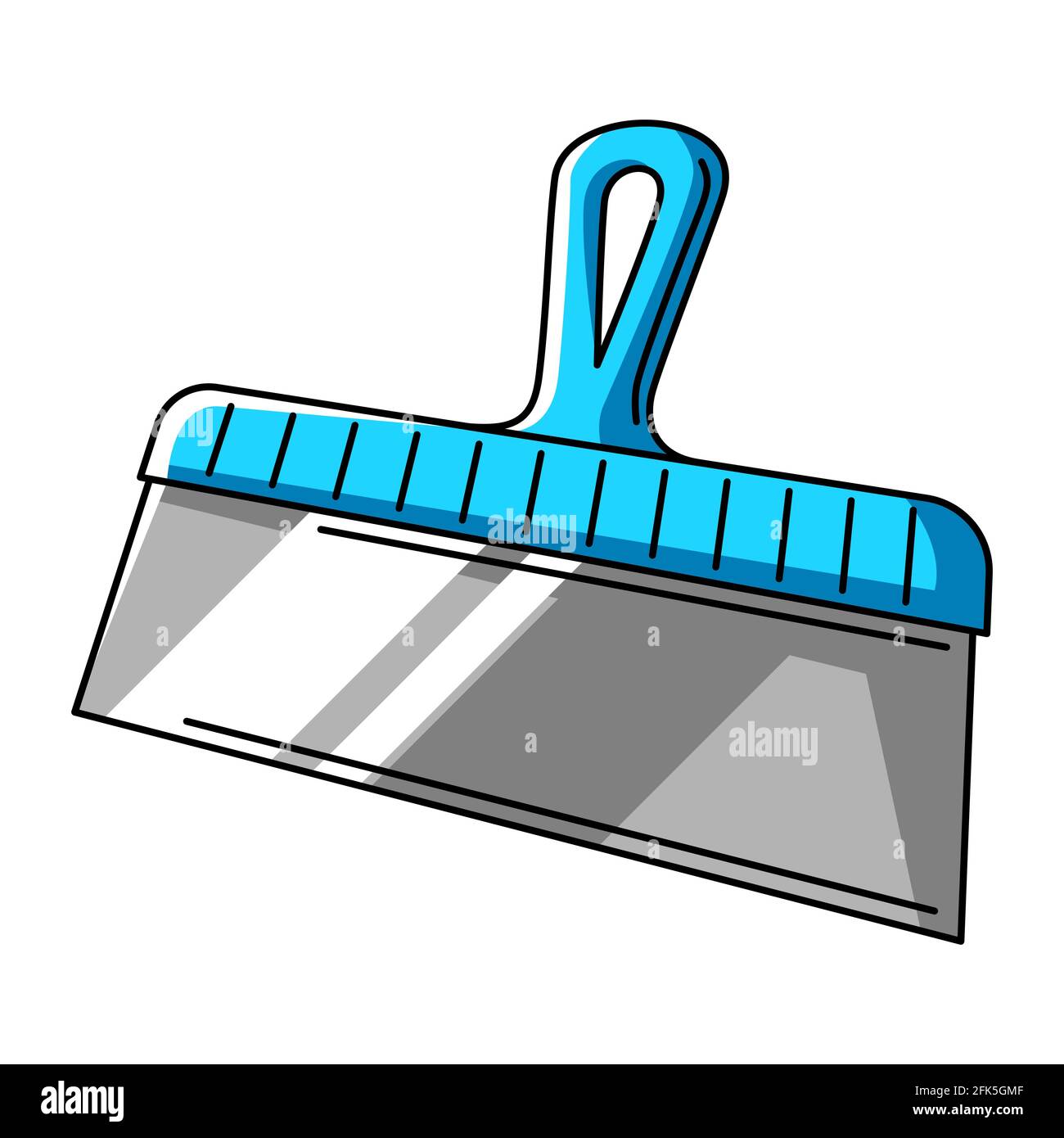 Illustration of putty spatula. Repair working tool. Equipment for construction industry. Stock Vector