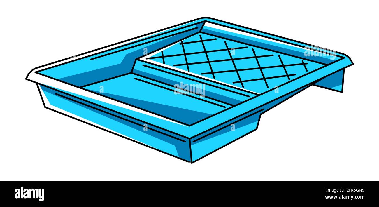 Illustration of paint tray. Repair working tool. Equipment for construction industry Stock