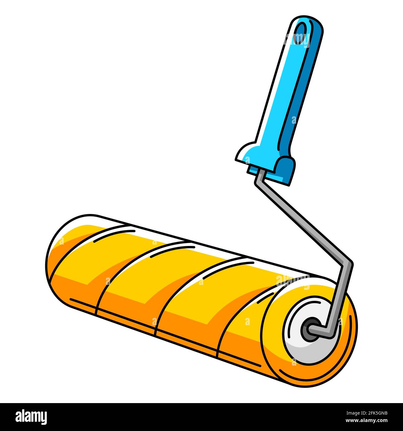 Illustration of paint roller. Repair working tool. Equipment for construction industry Stock