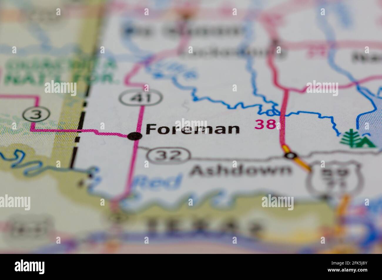Foreman Arkansas USA shown on a geography map or road map Stock Photo