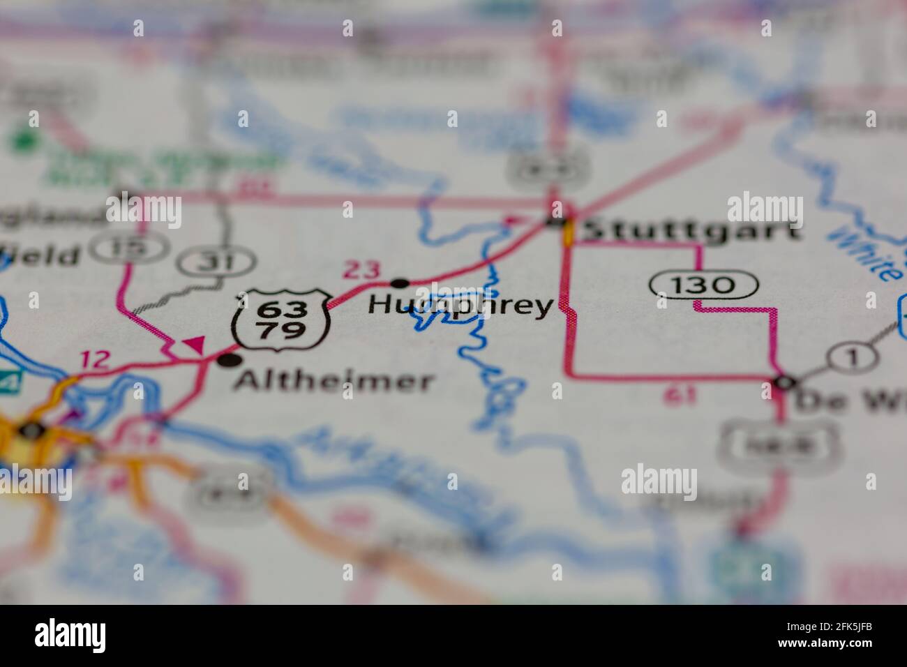Humphrey Arkansas USA shown on a geography map or road map Stock Photo Alamy