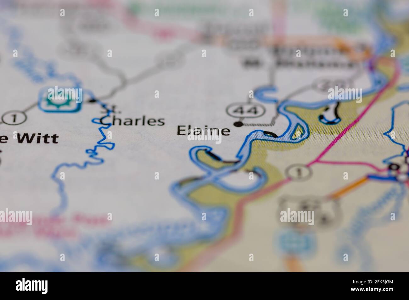 Elaine Arkansas USA shown on a geography map or road map Stock Photo