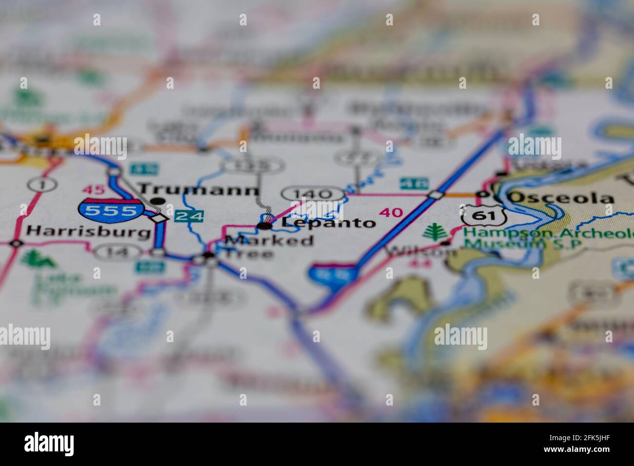 LePanto Arkansas USA shown on a geography map or road map Stock Photo