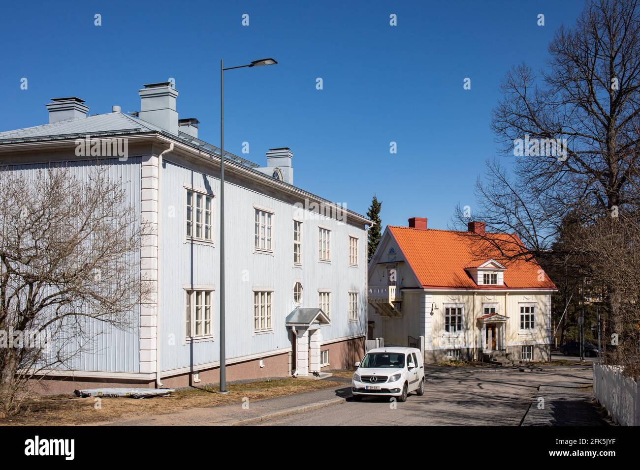 Traditional wooden houses in Pyynikki district of Tampere, Finland Stock Photo