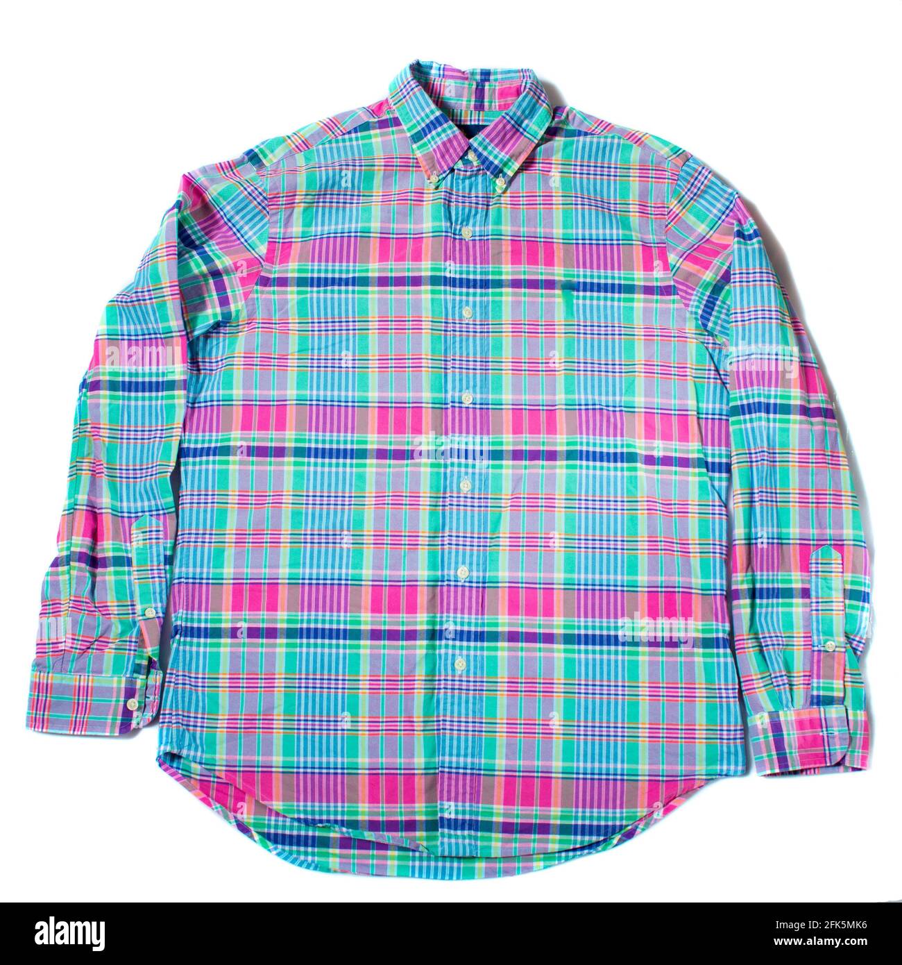 Green checkered shirt isolated on white background Stock Photo Alamy