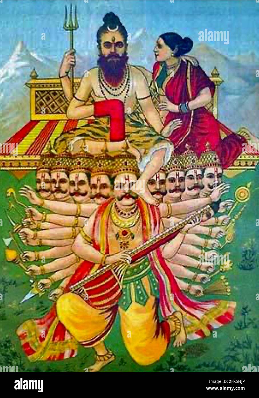 Raja Ravi Varma artwork entitled Ravan Kailash Andolan. Stock Photo