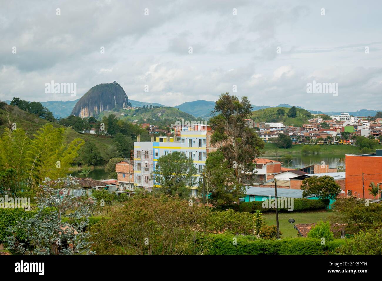 View of the Stone (the Guatape Peñol) from the Countryside in Antioquia, Colombia Stock Photo