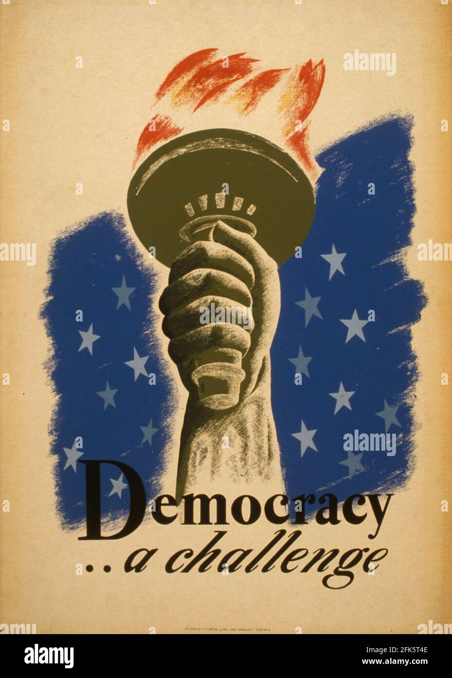 A vintage American poster promoting democracy with a picture of the