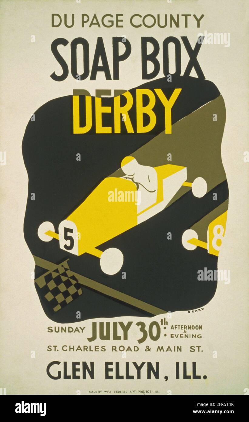 A vintage poster advertising a soap box derby (go kart race) Stock Photo