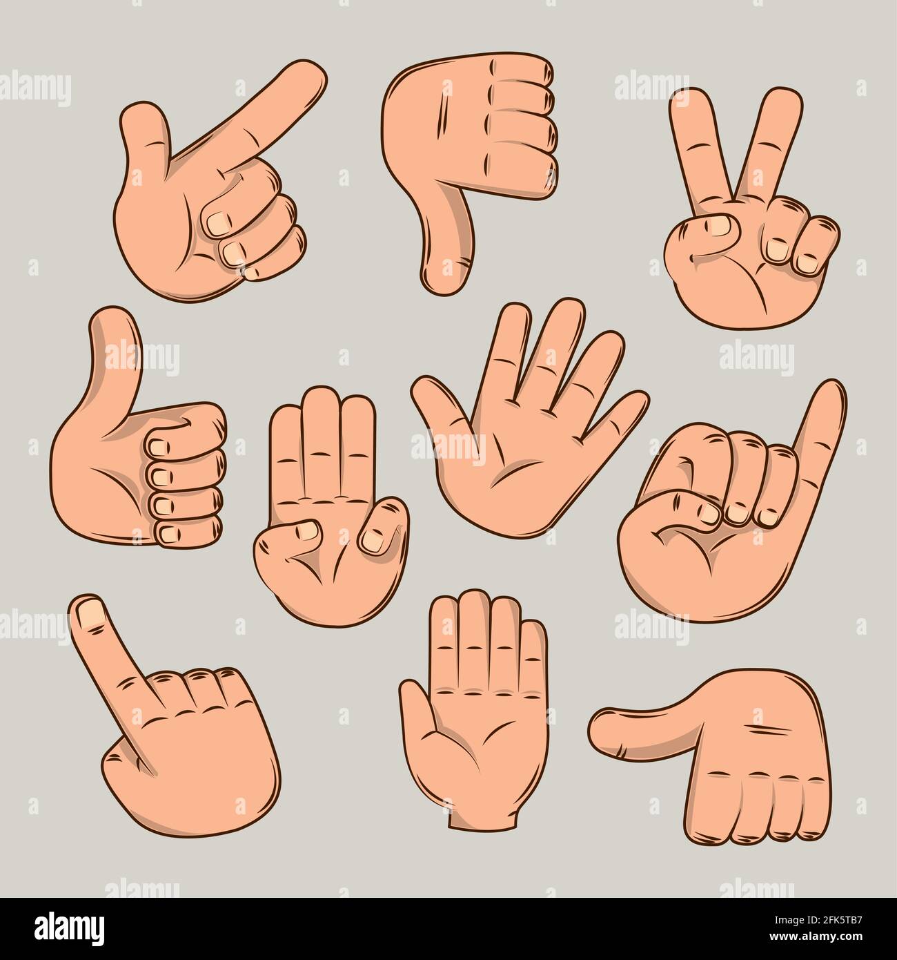 hand sign language icon set Stock Vector