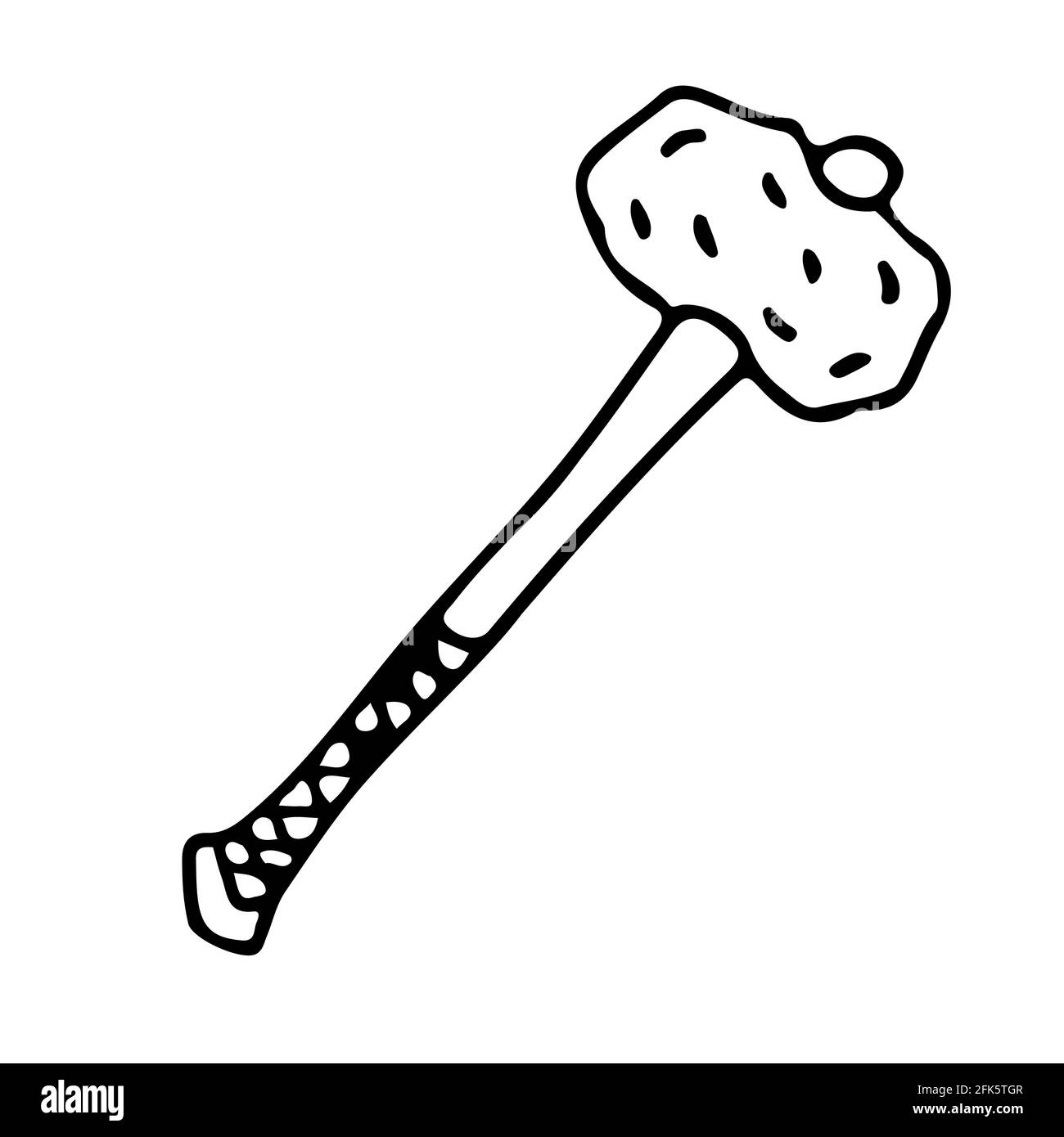 One-handed barbarian cudgel in doodle style isolated Stock Vector