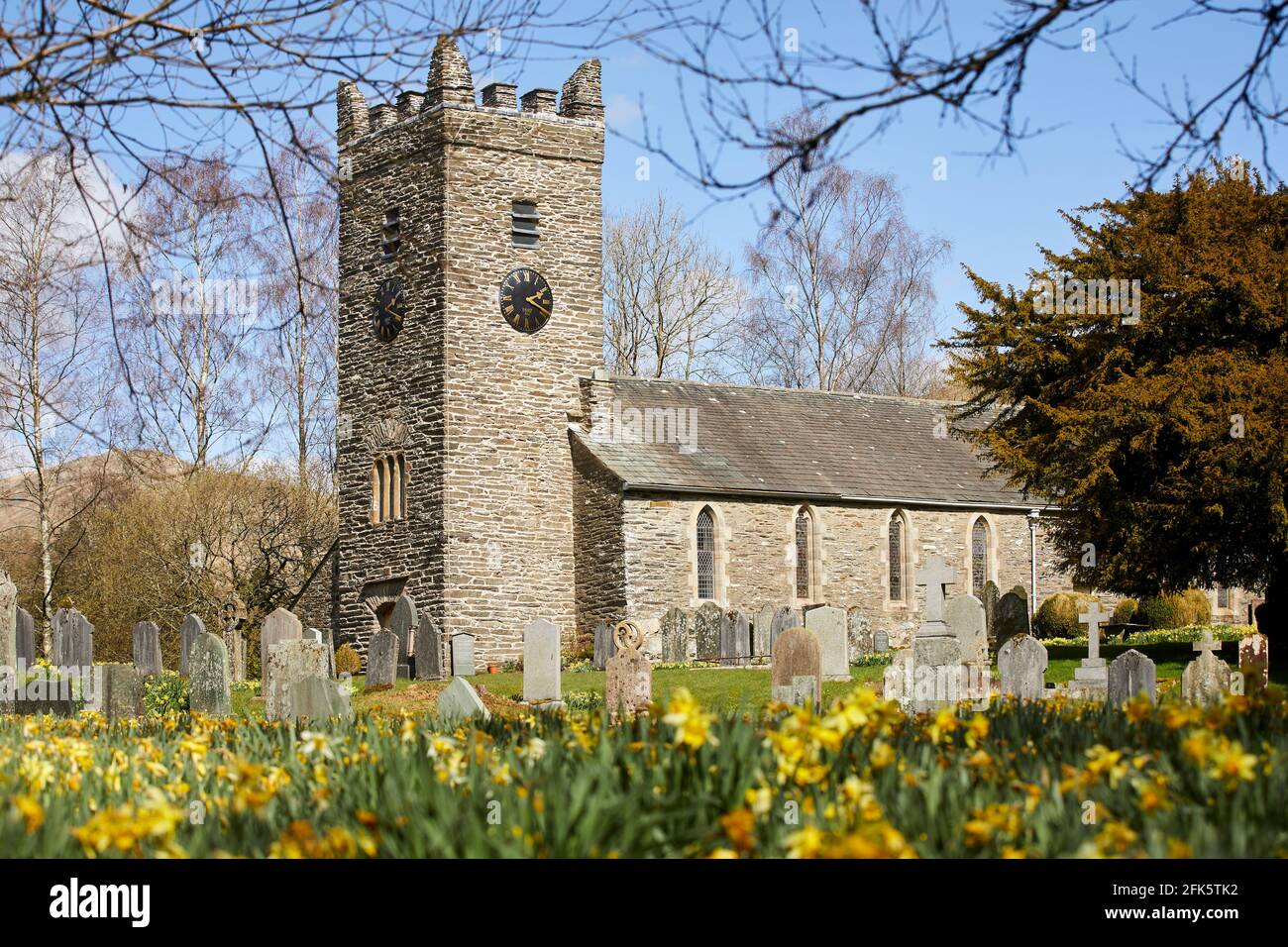 Spring at Troutbeck Parish Church graveyard Windermere in Cumbria’s