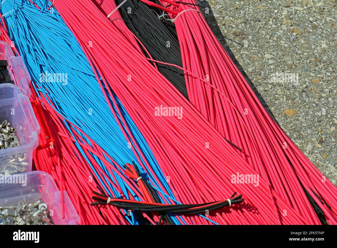 Shrinkable heat thermal plastic tube used to insulate wires Stock Photo